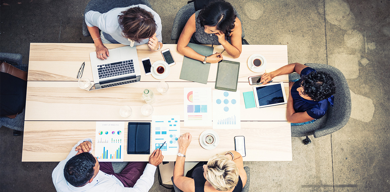 small business team meeting at table